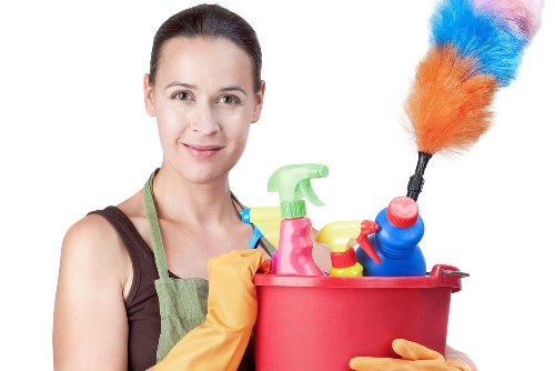 Commercial cleaning team working in an office in Edgware