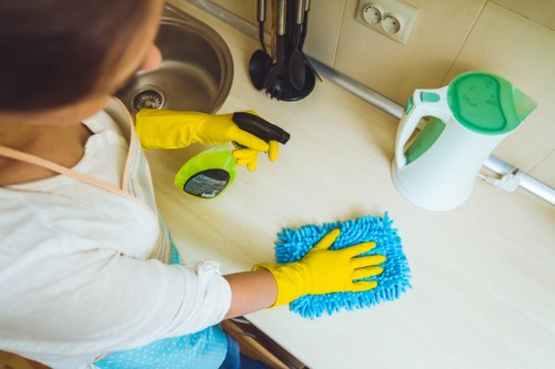 After builders cleaning tools and detailed surface cleaning in a local Edgware property